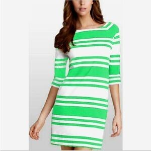 Lilly Pulitzer Cassie Dress Prep Green Skipper Stripe Nautical 100% Cotton